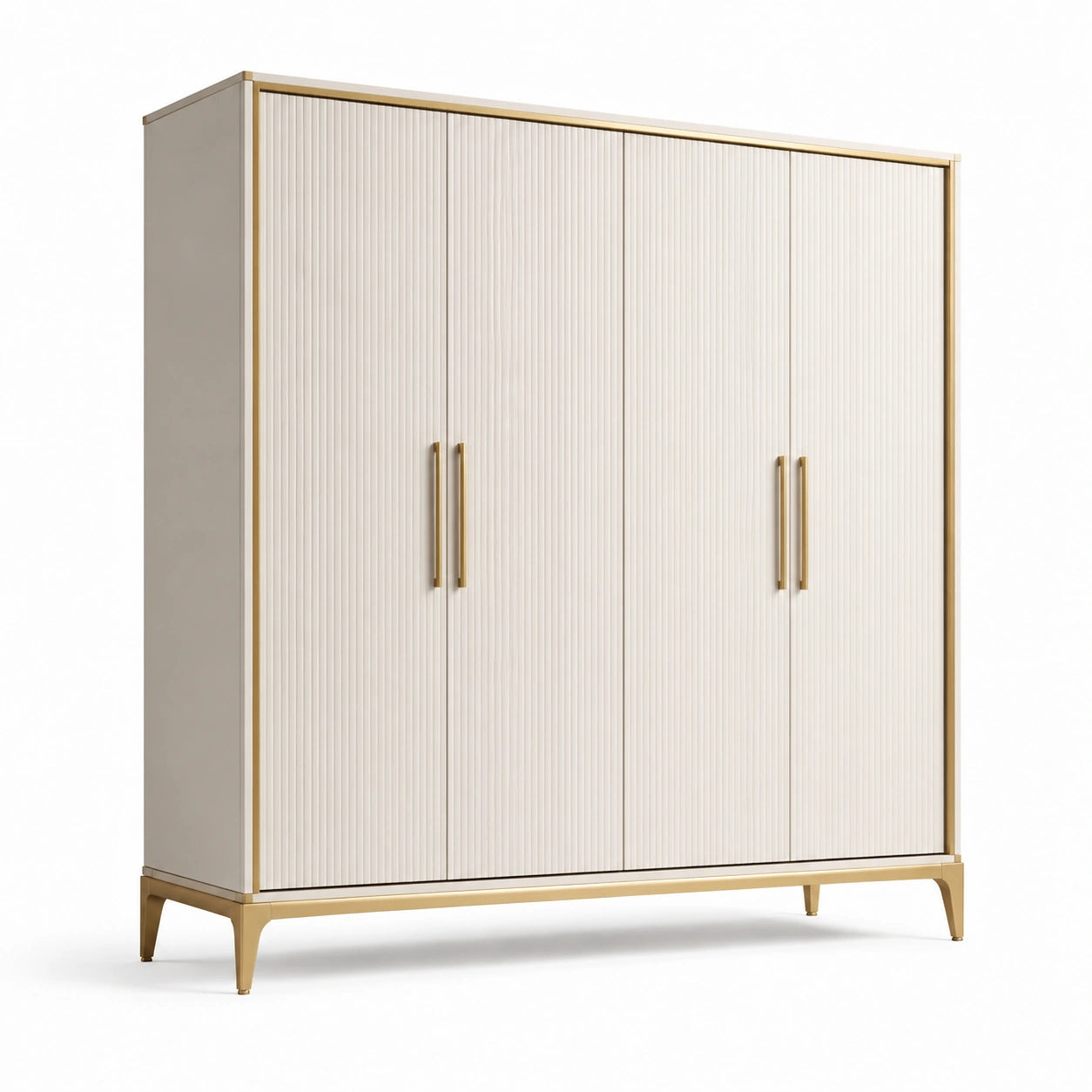 Armario de madera con tiradores metálicos dorados 200x220x60 cm