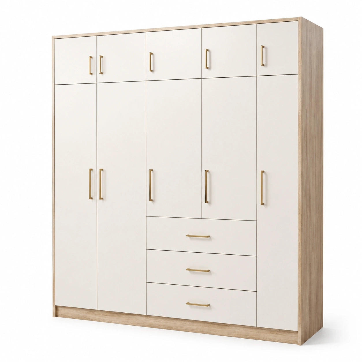 Armario de MDF blanco con puertas y cajones 200x60x240 cm