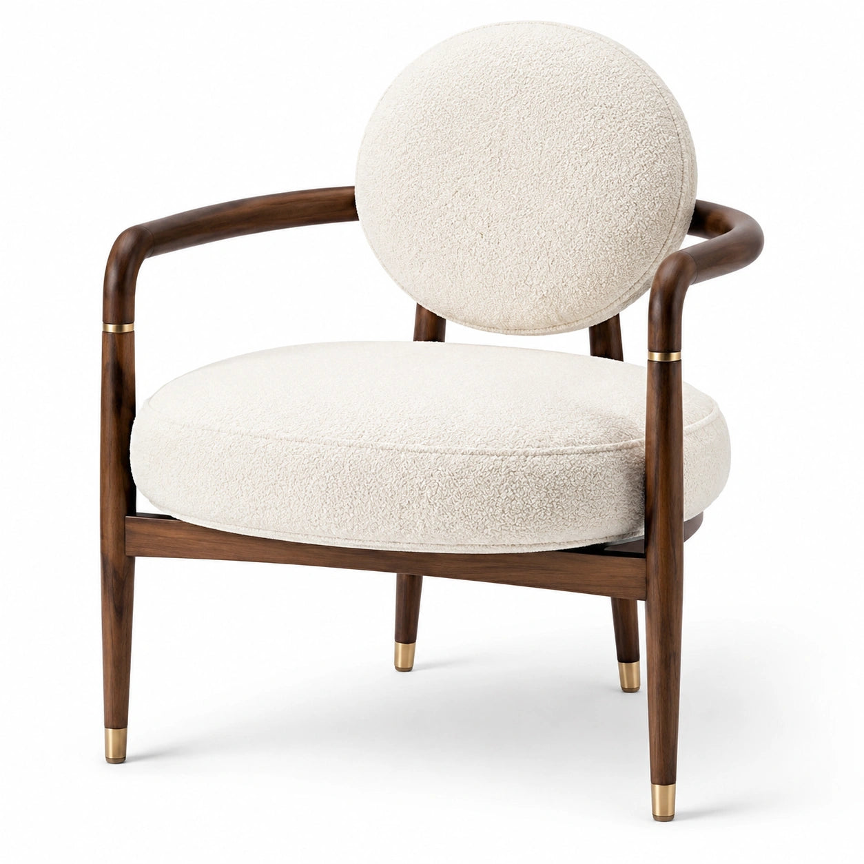 Sillón de madera y bouclé beige