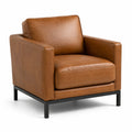 Sillón de piel sintética marrón con estructura metálica 100x90x75 cm