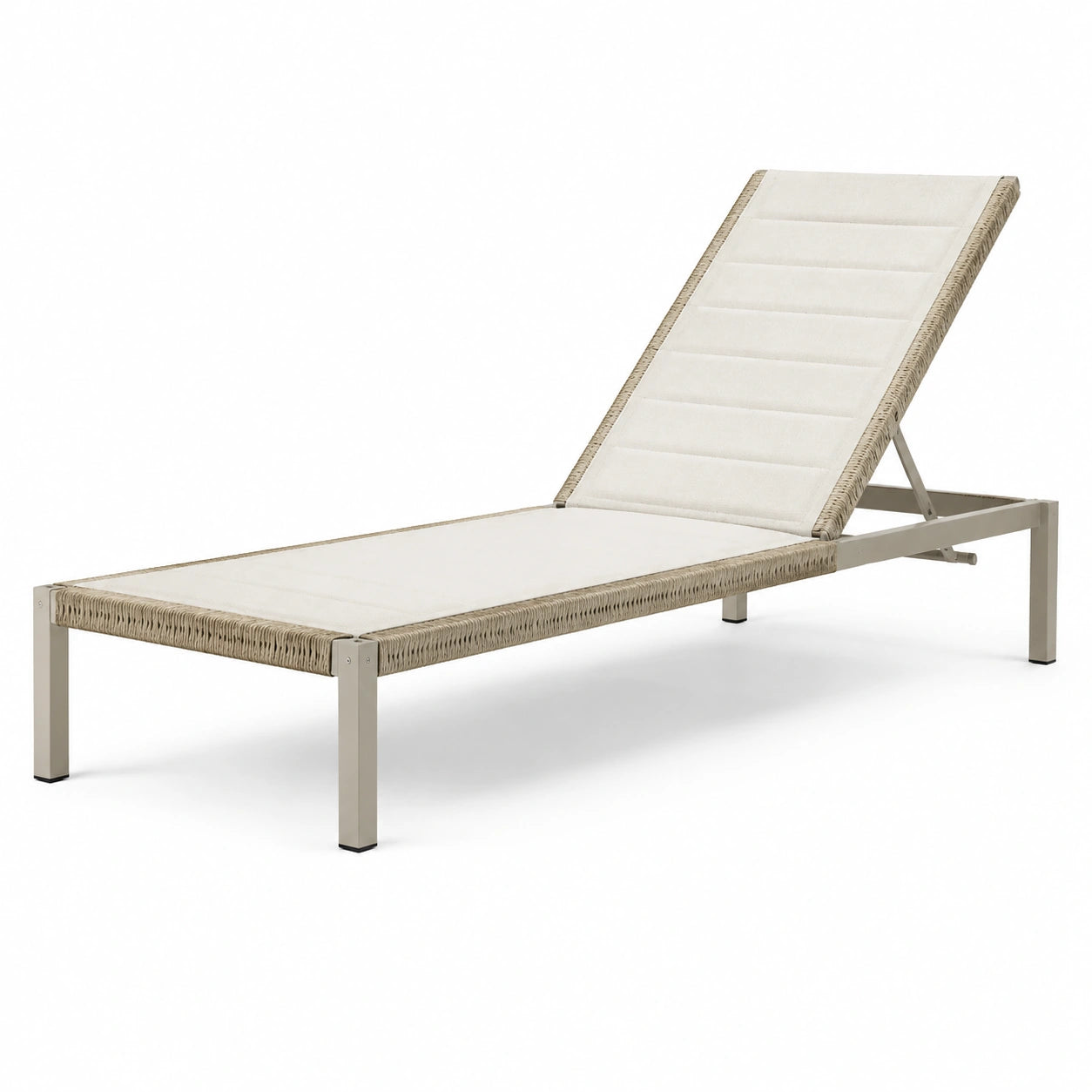 Tumbona de aluminio y ratán sintético color blanco y beige ajustable