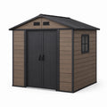 Cobertizo de Jardín de Plástico con Doble Puerta y Ventana 185x152x226 cm Marrón/Negro