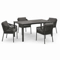 Conjunto de comedor al aire libre de aluminio y cuerda gris oscuro, 5 piezas