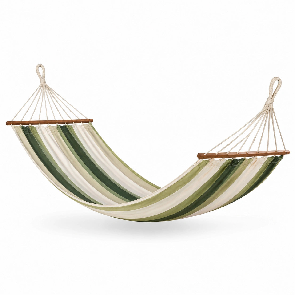 Hamaca de Algodón Rayada Verde y Beige 200 cm