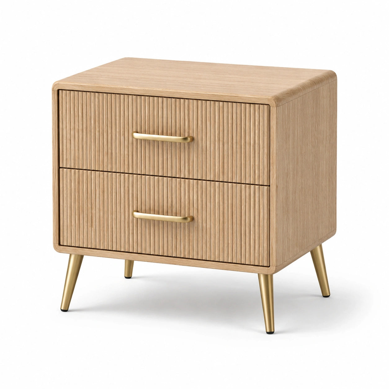 Mesita de noche de madera y metal con 2 cajones 60x40x50 cm