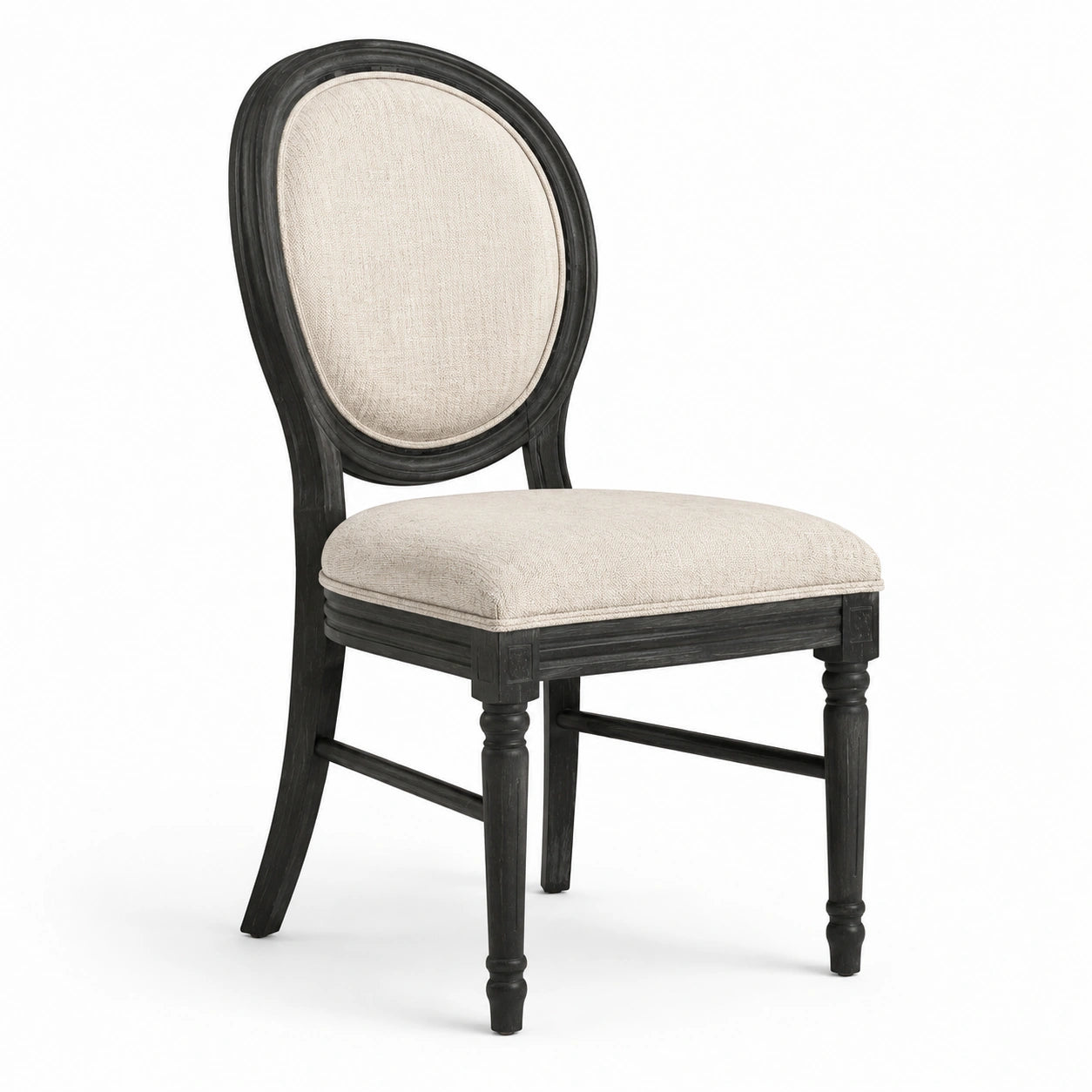 Silla de comedor de madera de abedul y lino beige