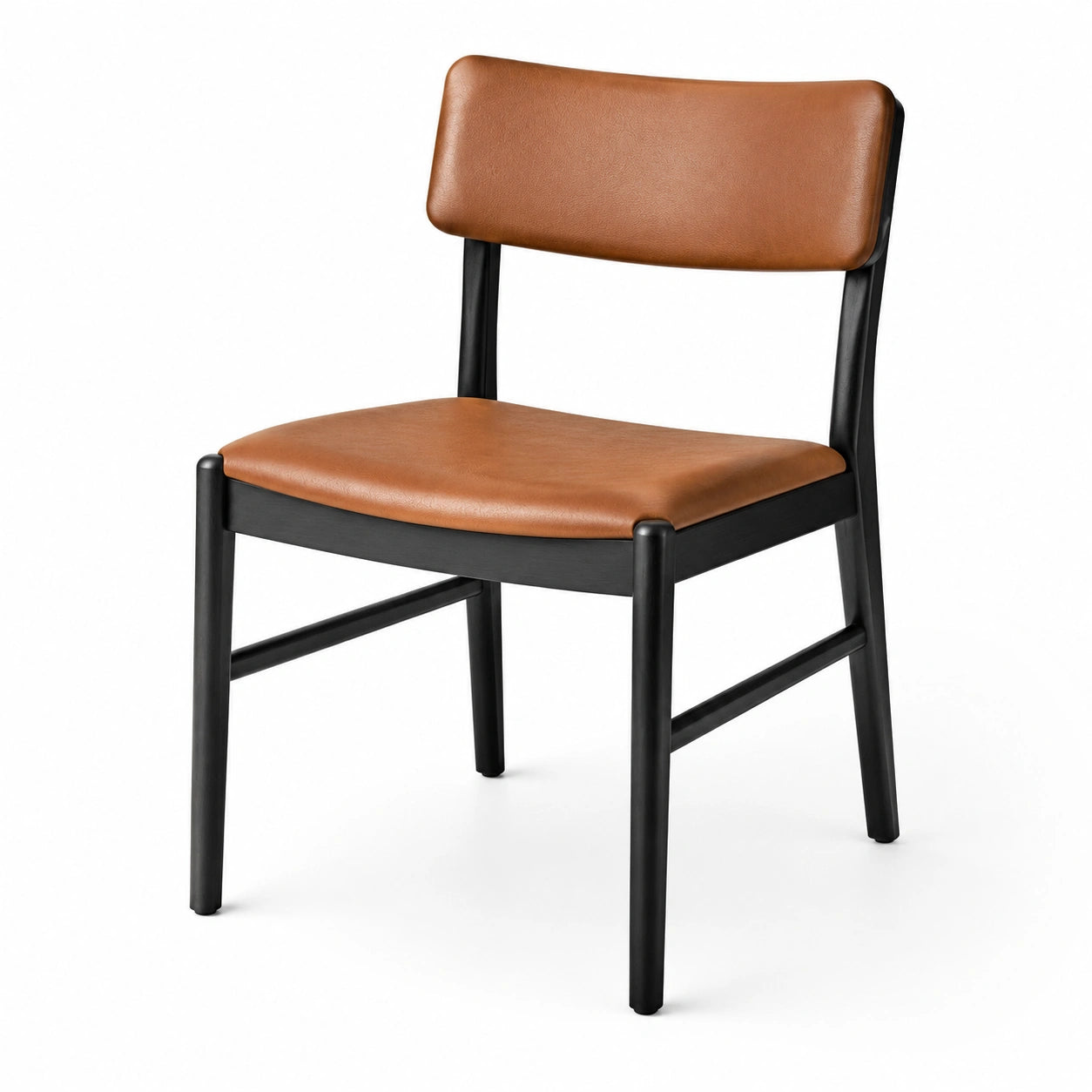 Silla de metal y cuero sintético marrón 45x50x80 cm